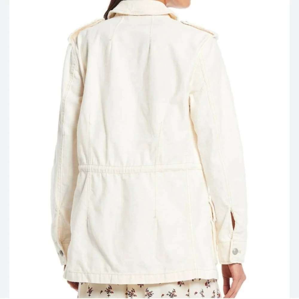 FREE PEOPLE Not Your Brother's Cream Utility Cotton Jacket In Ecru NWOT XS